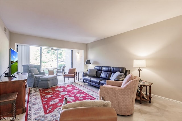 view of tiled living room