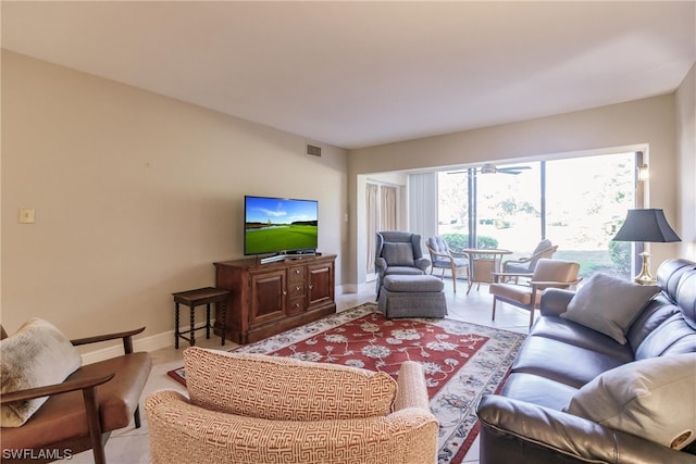 view of tiled living room