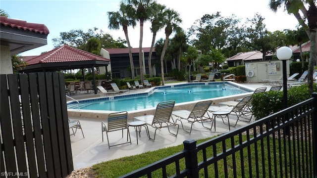 view of pool with a gazebo and a patio