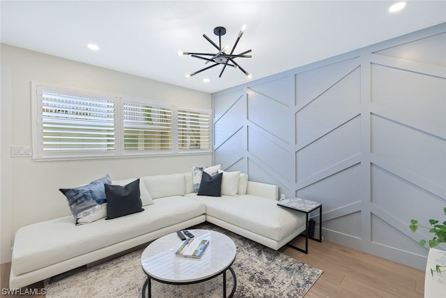 living room featuring light hardwood / wood-style flooring