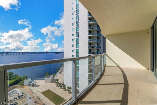 balcony with a water view