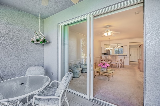 balcony with ceiling fan