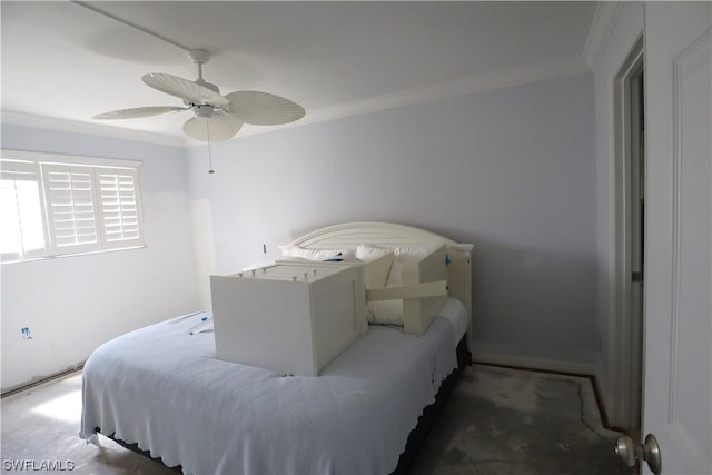 8350 Estero Blvd Unit 423, Fort Myers Beach, FL 33931 - bedroom with ceiling fan and crown molding