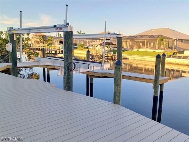 dock area featuring a water view