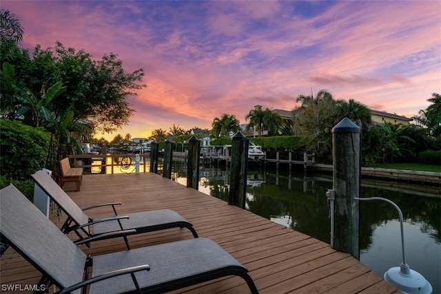 dock area featuring a water view