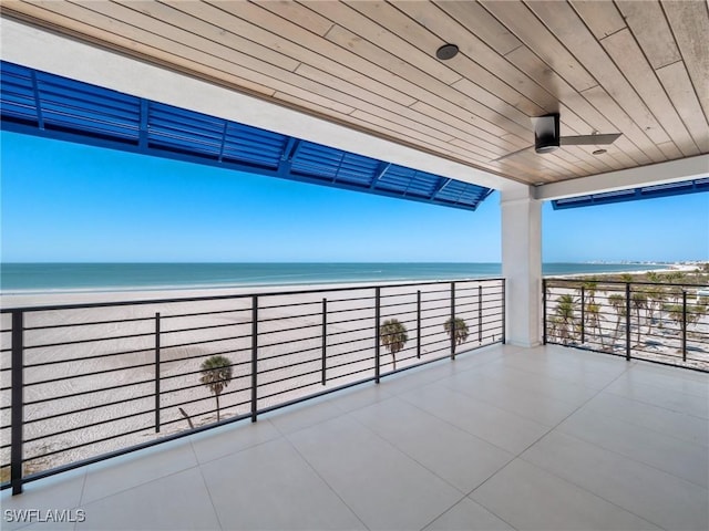 6230 Estero Blvd Unit 202, Fort Myers Beach, FL 33931 - balcony with a ceiling fan, a view of the beach, and a water view