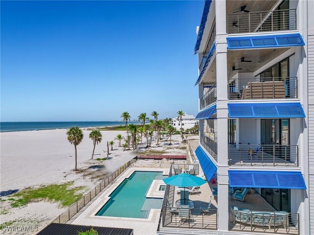 6230 Estero Blvd Unit 202, Fort Myers Beach, FL 33931 - pool featuring a patio, a view of the beach, and a water view