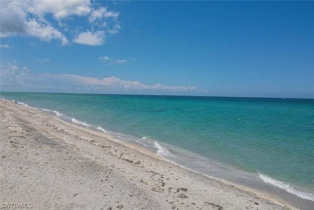 property view of water with a beach view