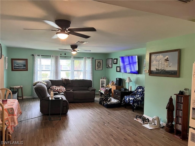 living room featuring wood-type flooring