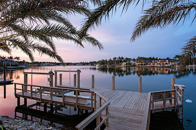 view of dock featuring a water view