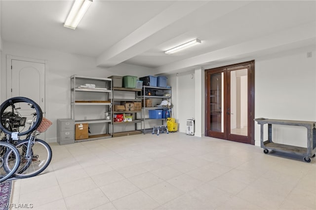 storage area featuring french doors