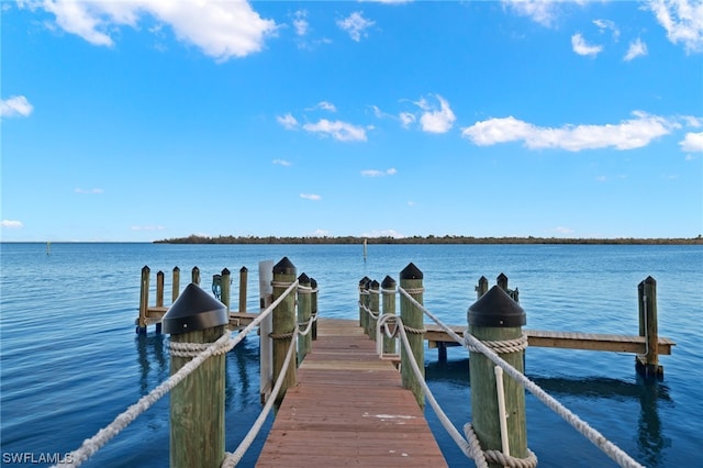 dock area featuring a water view