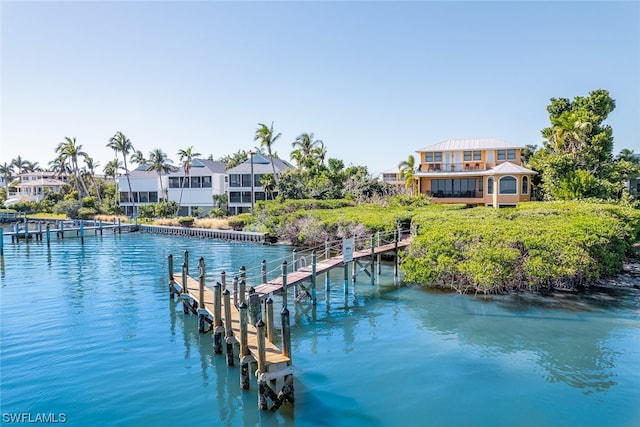 dock area featuring a water view