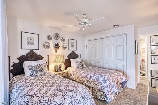 bedroom with a closet and ceiling fan