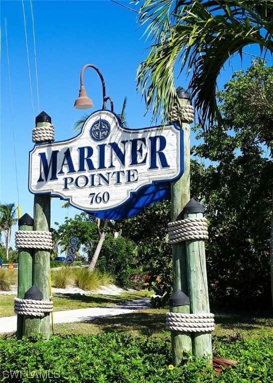 view of community sign