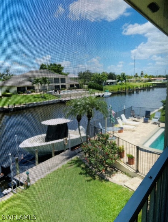 dock area with a water view