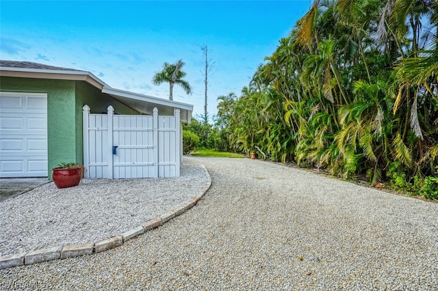 exterior space featuring a garage