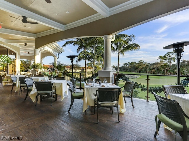 view of patio / terrace featuring outdoor dining space and a ceiling fan