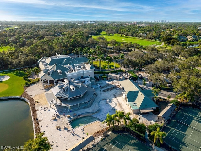 bird's eye view featuring a water view