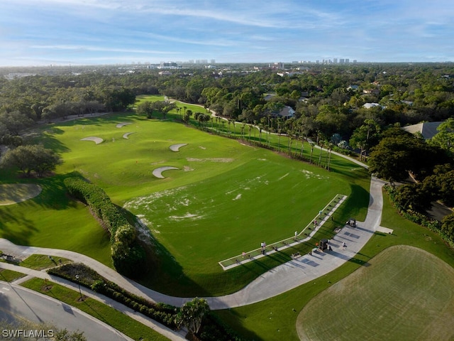 aerial view with view of golf course