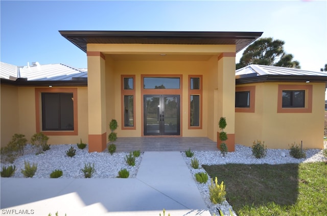 property entrance with french doors