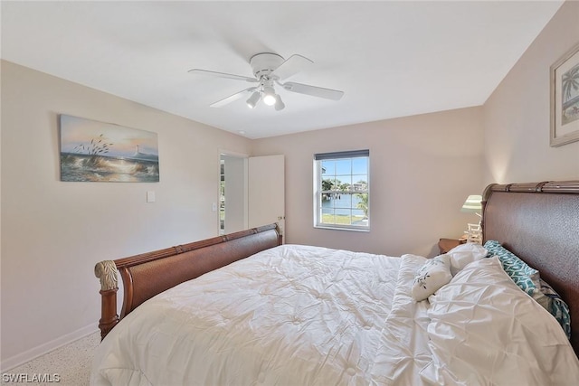 bedroom featuring carpet flooring and ceiling fan