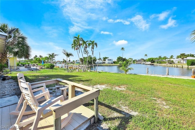 view of yard with a water view