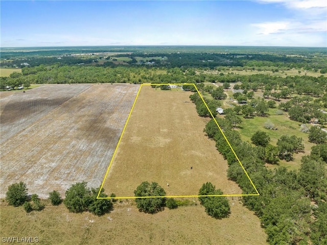 aerial view featuring a rural view