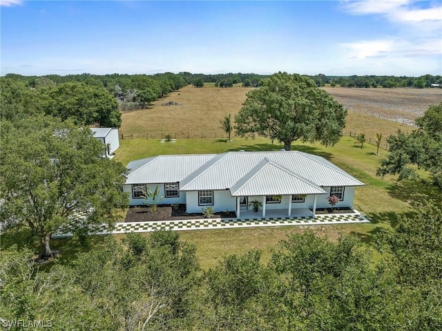 drone / aerial view featuring a rural view