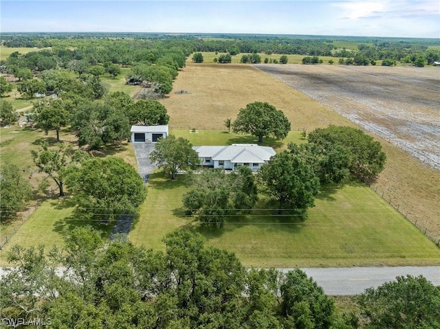 aerial view featuring a rural view