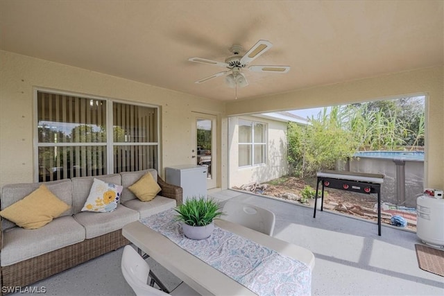 view of patio / terrace featuring outdoor lounge area and ceiling fan