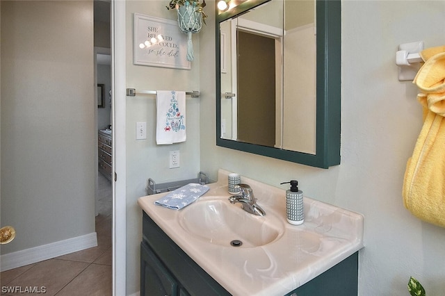 bathroom featuring tile patterned flooring and vanity