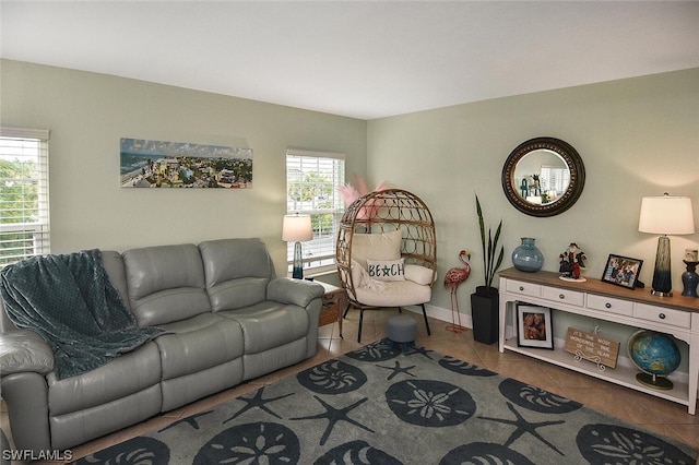 view of tiled living room