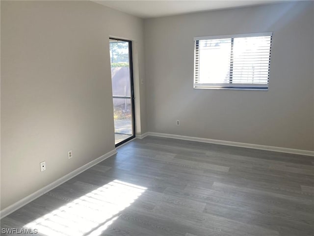 empty room featuring dark hardwood / wood-style flooring