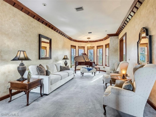 4630 SE 20th Ave, Cape Coral, FL 33904 - living room with carpet floors and a chandelier