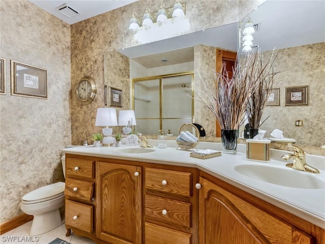 4630 SE 20th Ave, Cape Coral, FL 33904 - bathroom with walk in shower, tile patterned floors, toilet, and vanity