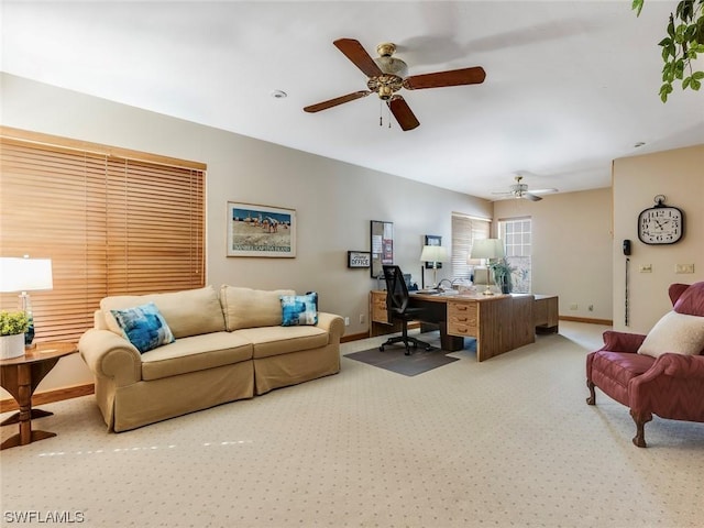 4630 SE 20th Ave, Cape Coral, FL 33904 - living room featuring carpet floors and ceiling fan