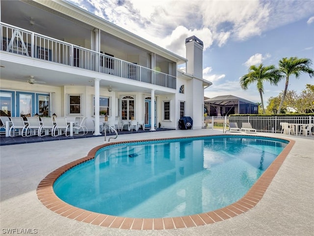 4630 SE 20th Ave, Cape Coral, FL 33904 - view of pool featuring a patio area and ceiling fan