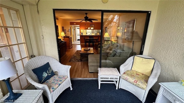 interior space featuring plenty of natural light and ceiling fan