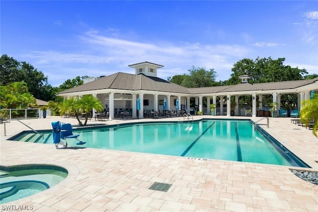 view of pool with a gazebo and a patio