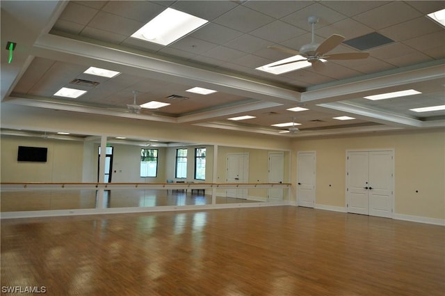 spare room with hardwood / wood-style floors and ceiling fan