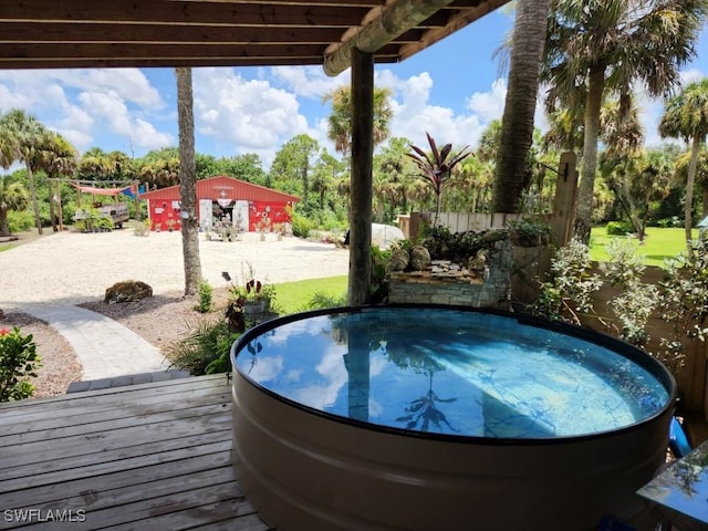 view of pool featuring a deck