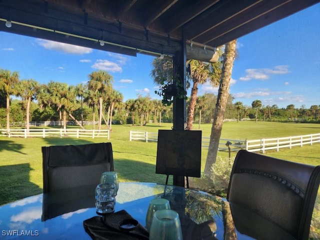 view of patio / terrace featuring a rural view