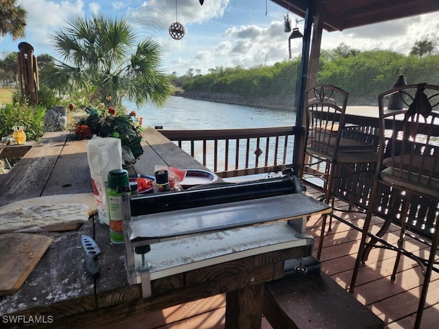 view of dock featuring a water view