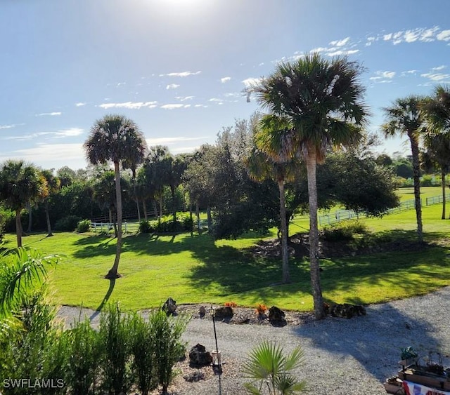 view of property's community featuring a yard