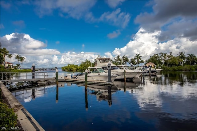 view of dock featuring a water view