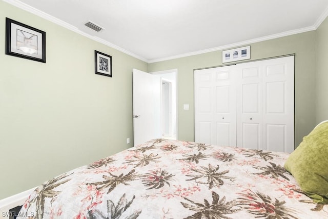 unfurnished bedroom featuring a closet and ornamental molding