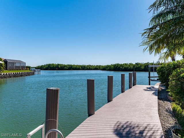 view of dock featuring a water view