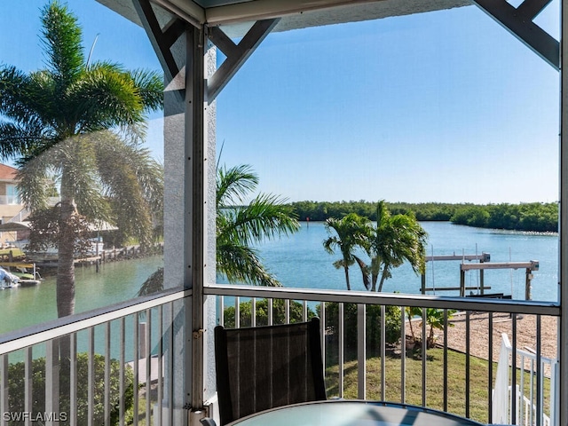 balcony with a water view