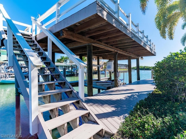 dock area featuring a water view